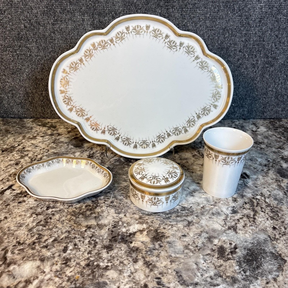 Vtg~Andrea by Sadek/Le Beau Bain/Vanity Tray, Candle, Soap DIsh and Small Cup